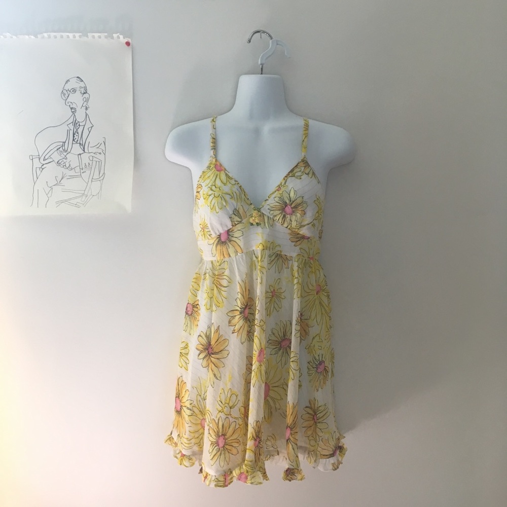 semi sheer betsey johnson floral mini slip dress
